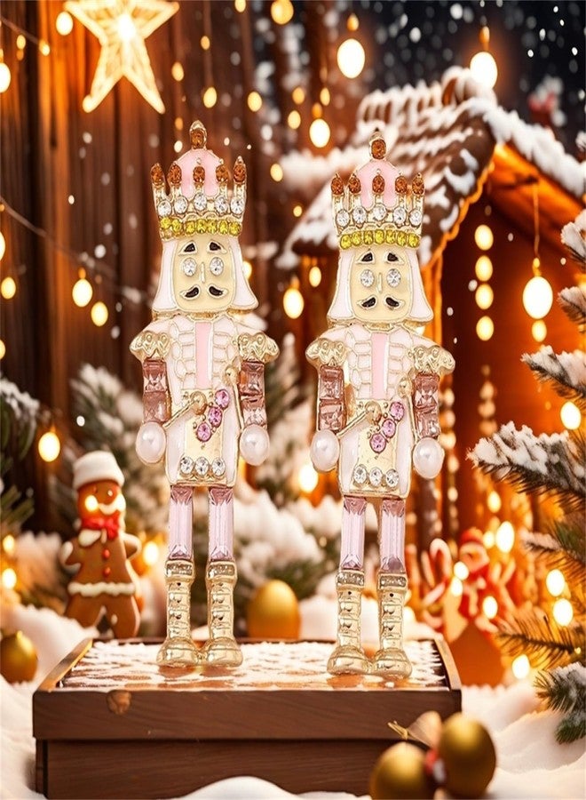 IS4U Christmas Earrings Nutcracker Earrings Cartoon Earrings Creative Beaded Santa Claus Earrings Cute and Fun Nutcracker Novelty Earrings Christmas Party Jewelry for Women (Pink) - Image 2